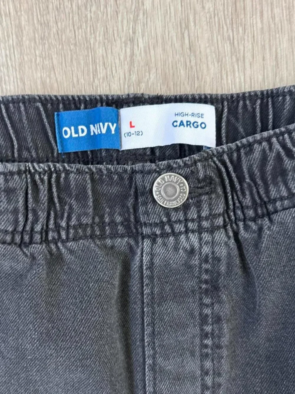 Old Navy Girls High-Waisted Pull-On Super Wide-Leg Cargo Jeans Size 10–12